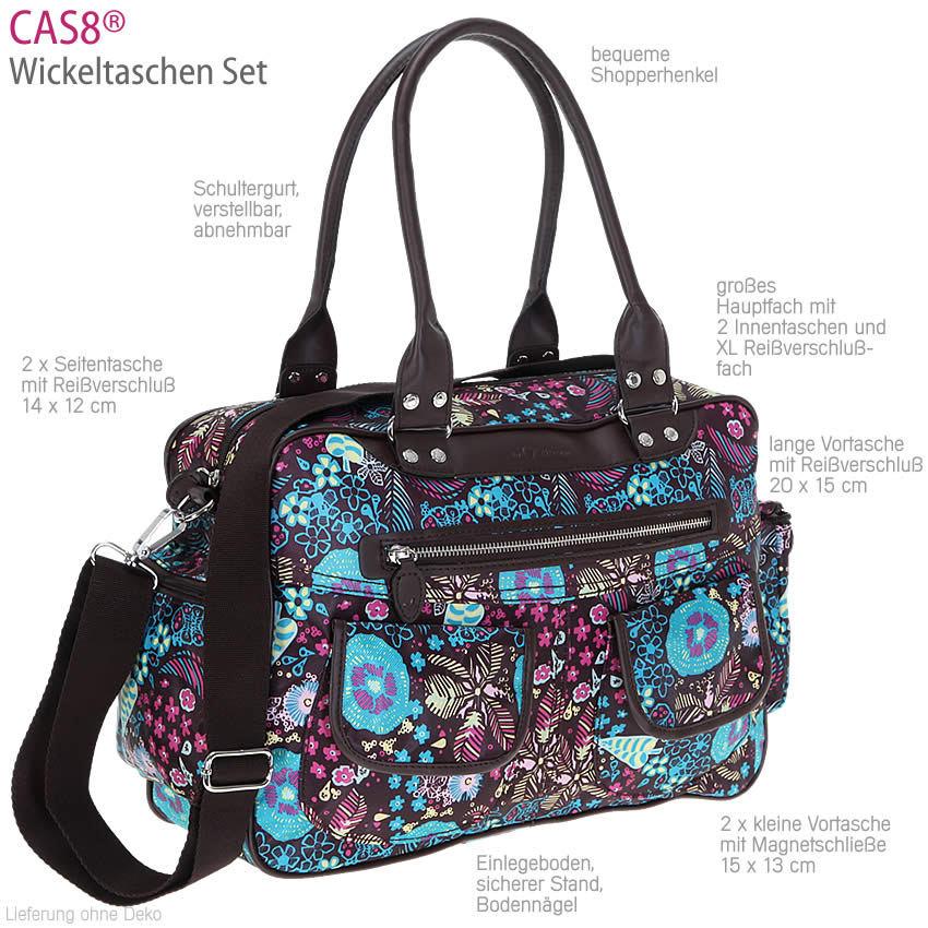 Wickeltasche ELEPHANT OUTDOOR Nature 6-teilig - Komplett-Set Mit Wickelmatte & Zubehör