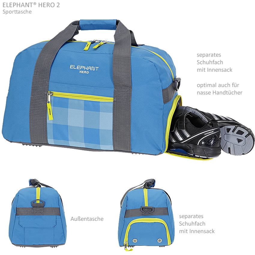 Elephant Sporttasche 41cm Mit Schuhfach - Schulsporttasche Aus Nylon