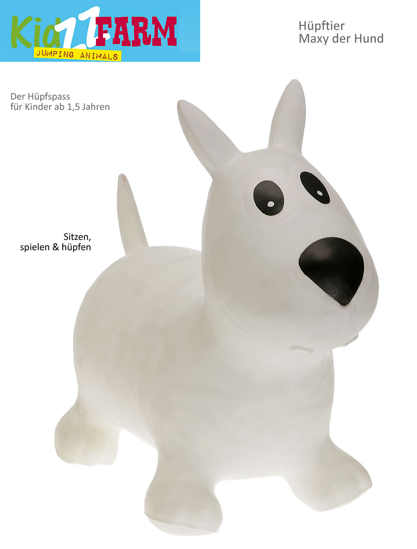 Hüpftier HUND MAXI Hopser Weiss Hüpfhund Sprungtier WEI eBay