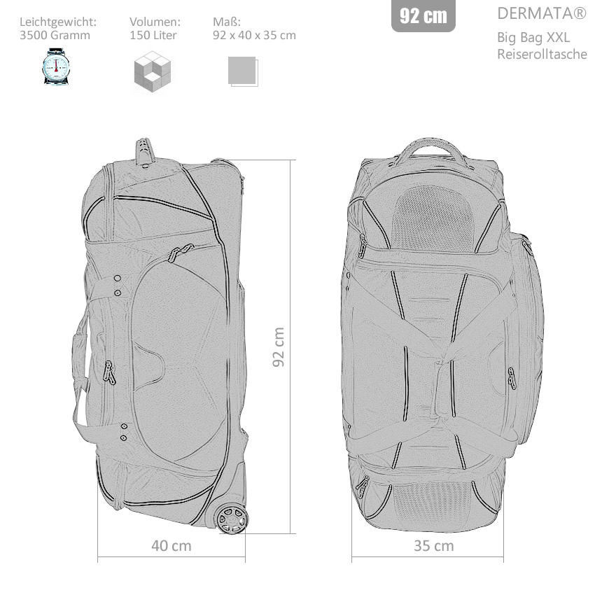 Trolley Big Bag xxl 92 tauchtrolley roule cendres voyage trolley gris 3457ny tsagurt