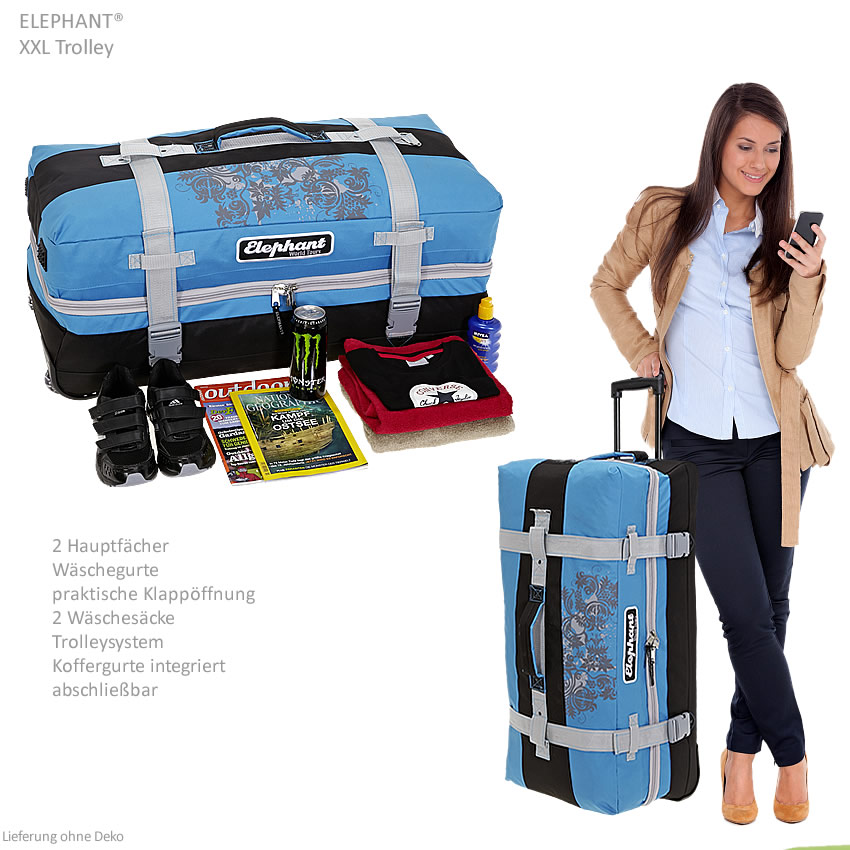 Reisetasche Trolley Elephant 80 XXL Koffer Reisegepäck Rollen Damen 12356 Blau