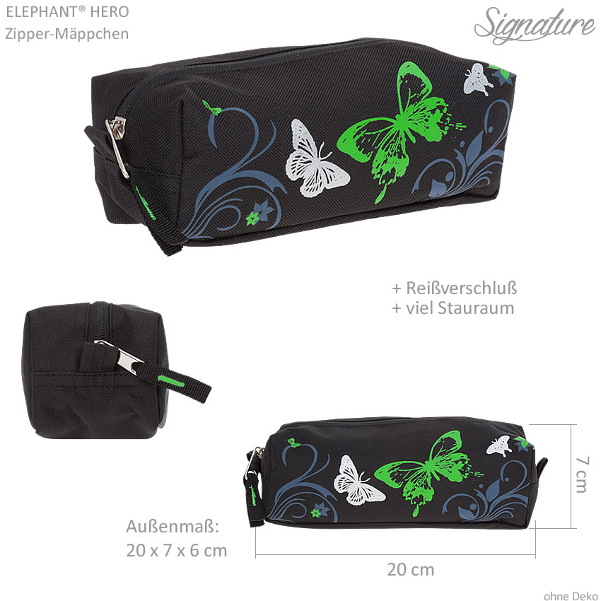 Zipper Mäppchen ELEPHANT HERO SIGNATURE Faulenzer 12676 BUTTERFLY BLACK WAHL