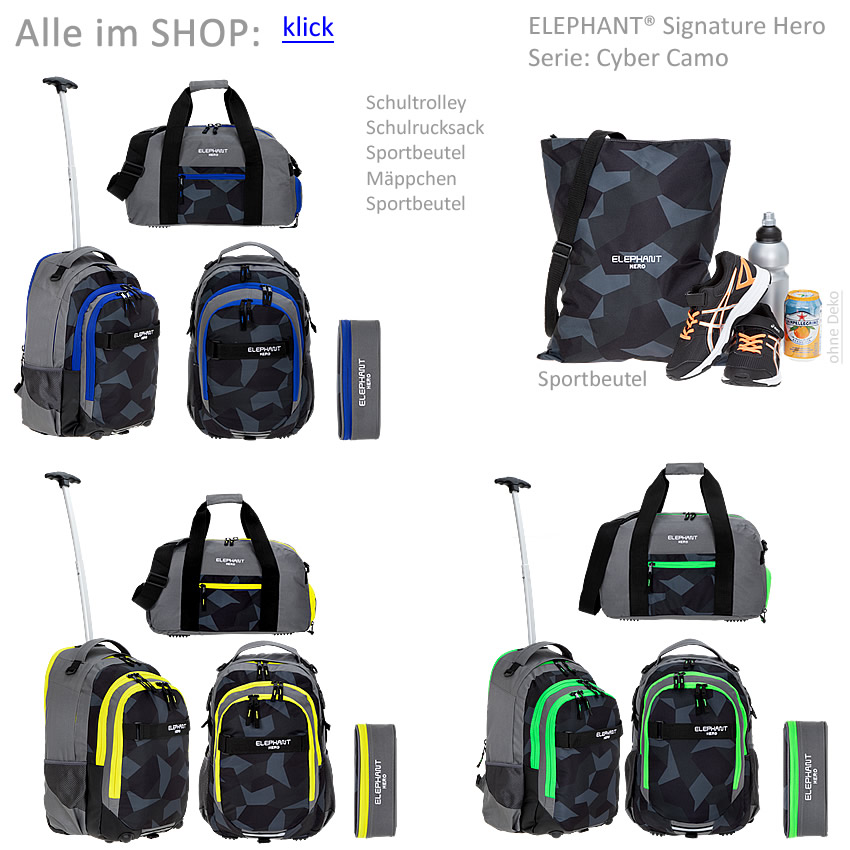 Schulrucksack 3T Set Elephant Hero Signature I Rucksack Sporttasche Mäppchen rsm