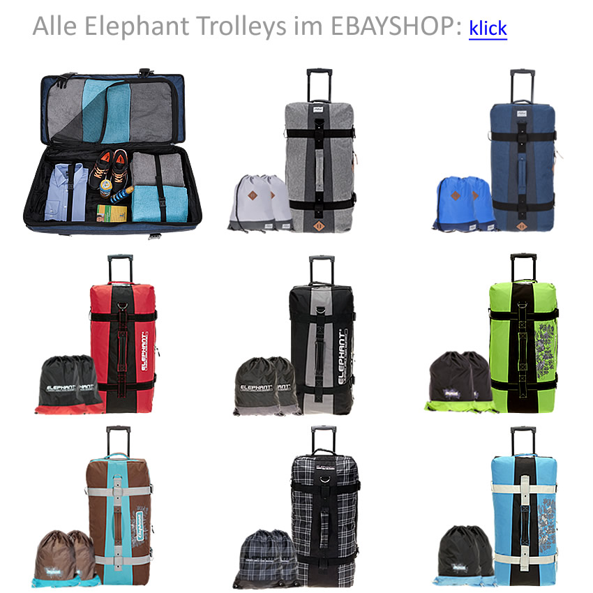 Reisetasche Trolley Elephant 80 XXL Koffer Reisegepäck Rollen Damen 12356 Blau