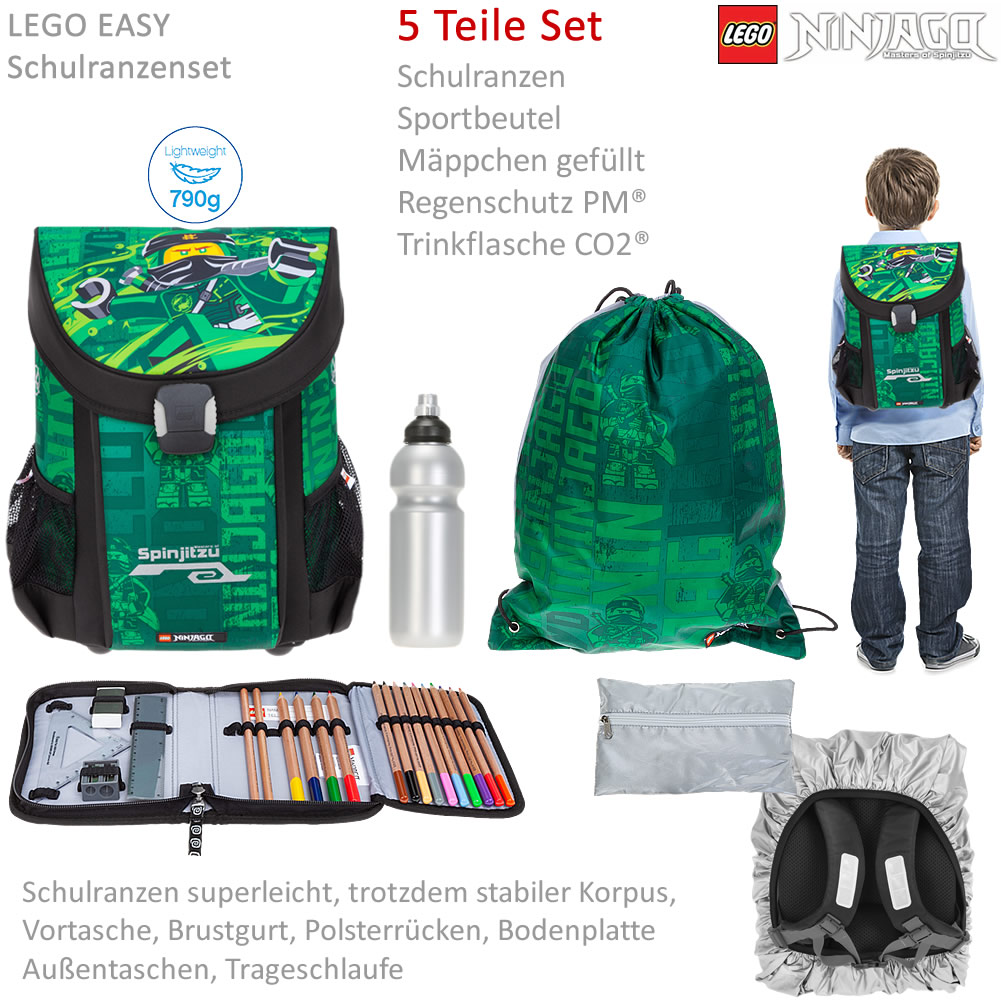 Schulranzen Lego 3T Set Ninjago Jungen Schultasche Ranzen Easy 20015-1908 Energy