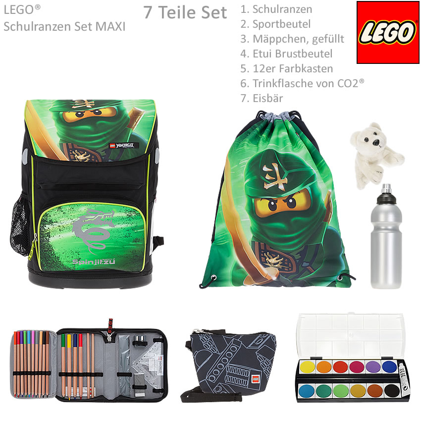 7Set Lego Schulrucksack Rucksack Ranzen Schultasche 20089 Maxi Ninjago Team efk